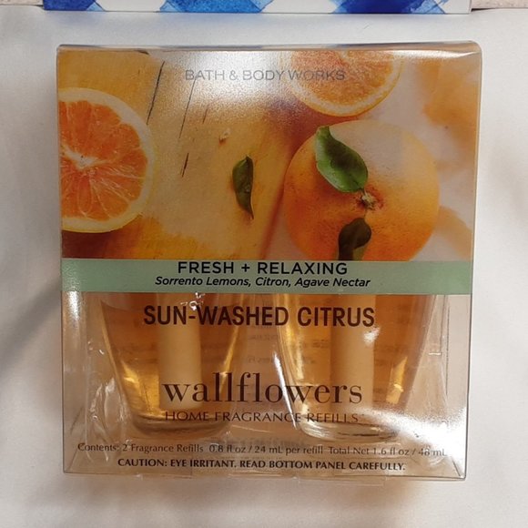 BATH & BODY WORKS WALLFLOWERS PLUG-IN REFILLS 'SUN-WASHED CITRUS' 2-PACK - Picture 6 of 14